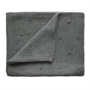 Mushie baby tpper - Knitted Baby Blanket - Pointelle Gray Melange