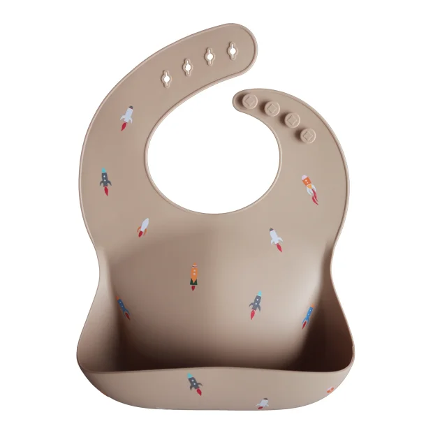 Mushie Hagesmk Silicone Bib Rocket