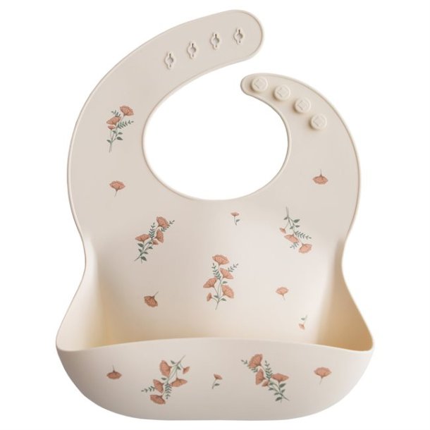 Mushie Hagesmk Silicone Bib Pink Flowers