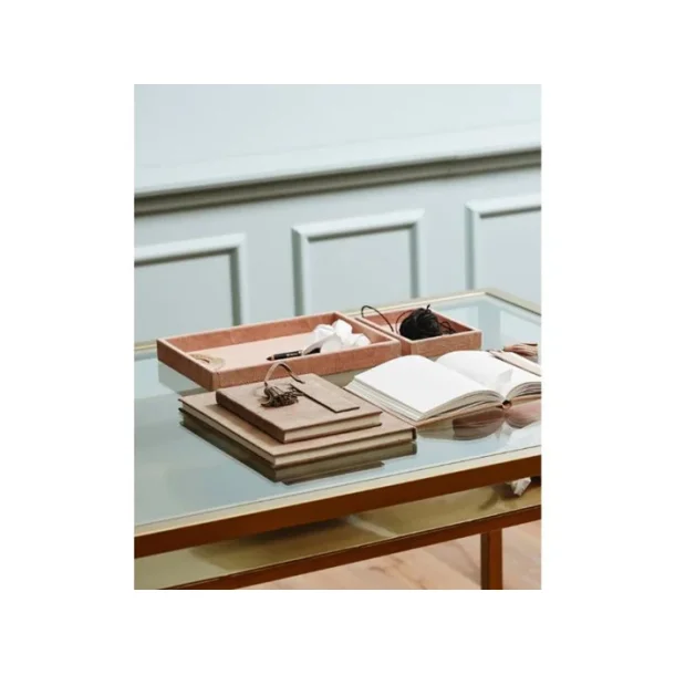 Smykke bakke, ruskind, rosa, 21x30 cm