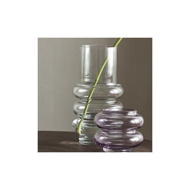 MAUI vase/lysestage i glas, mellem - Lys grn